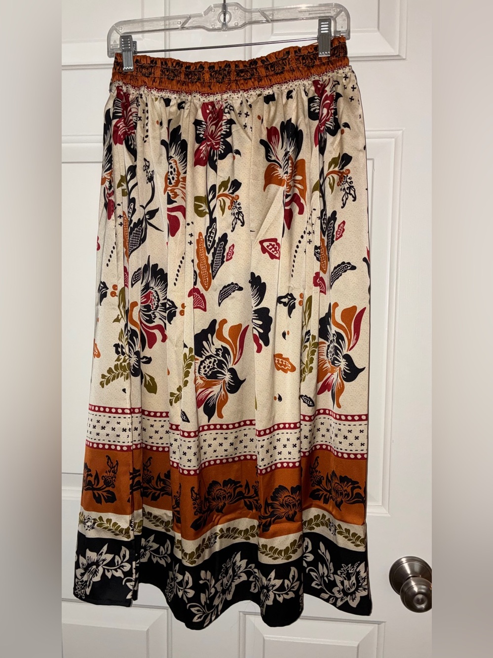 NWT Adrianna Papell Tie Floral Printed Midi Skirt Tropic Border‎ Vine Sz S - Picture 11 of 11